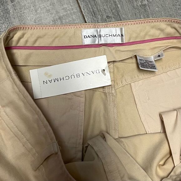 90s Y2K Dana Buchman Cream Pink Floral Painted Embroidered Flare Pant 4 Low Rise - Picture 13 of 15